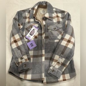 Sage Ladies' Plush Plaid Shirt Jacket grey XS